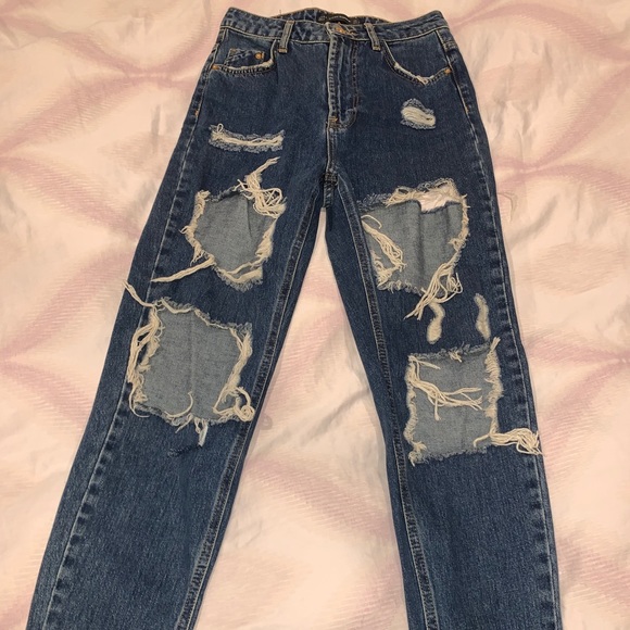 Blue Zara jeans high wasted with rips - Picture 3 of 5